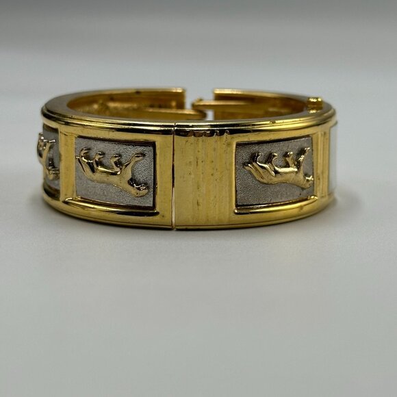 Collezio Watch Women Gold Silver Two Tone Panther Bangle Band New Battery 7" - Picture 8 of 13